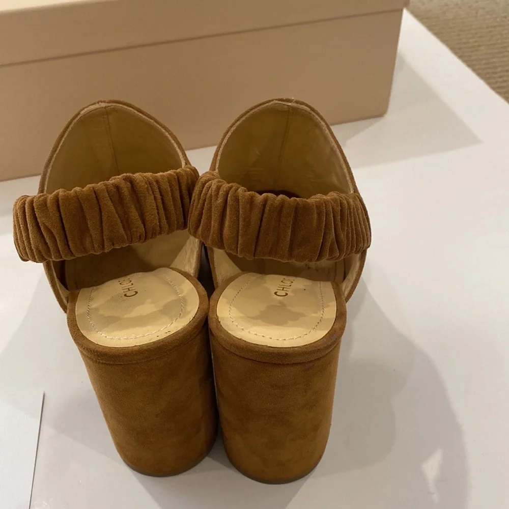 CHLOE GOSSELIN DIANE BACKLESS SUEDE CHUNKY HEELED BOOT LIKE SHOE - Picture 6 of 16